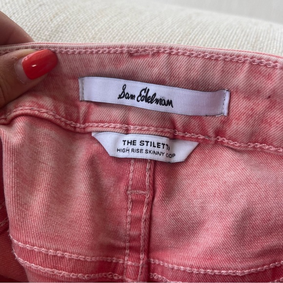 Sam Edelman The Stiletto High Rise Waist Crop Raw Hem Jeans Coral Tart‎ Size 25 - Picture 8 of 12